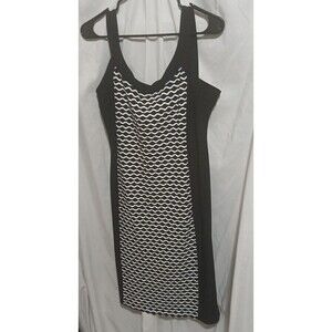 R & M Richards Womens 12 US Sheath Sleeveless Black White Wave Dress Zipper